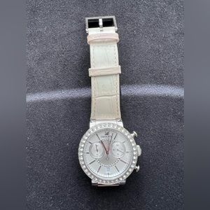 Swarovski - Chronograph Leather Band Watch - White/Silver - Good Condition